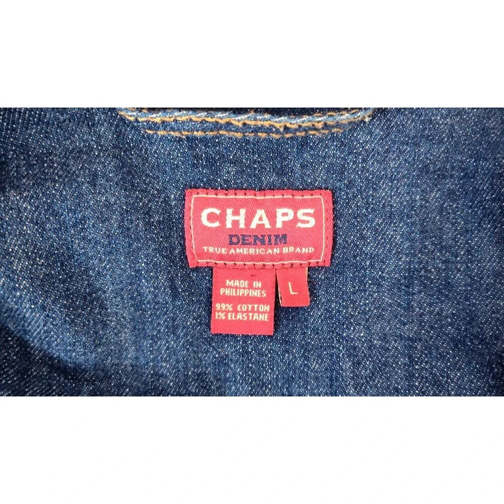 Chaps Ralph Lauren Dark Jean Denim Jacket Women's L with Lobster Claw Closures